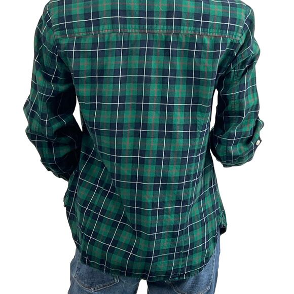 Women's Tommy Hilfiger Green, Navy and, Red Plaid Long Sleeve Button Down Top - Picture 5 of 16